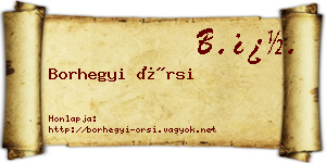 Borhegyi Örsi névjegykártya